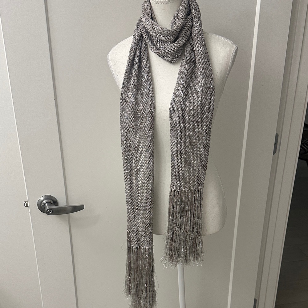 Missoni Orange Label Smoking Scarf with Fringe RARE Silver